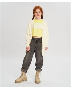 Футболка с принтом укороченная желтая для девочки Button blue