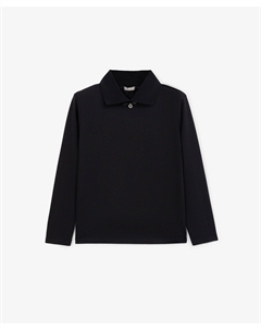 Блузка с рибовым отложным воротником синяя для девочки Gulliver