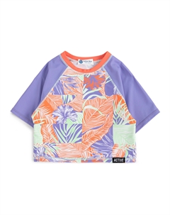 Футболка плавательная кроп-топ с принтом мультицвет для девочки Button blue
