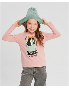 Лонгслив с принтом розовый для девочки Button blue