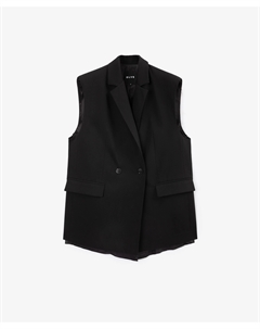 Жилет удлиненный силуэта умеренный оверсайз с открытыми срезами на подкладке черный Glvr