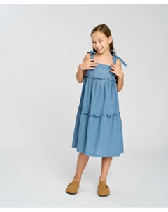 Сарафан с бретелями-завязками для девочки синий Button blue