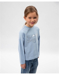 Лонгслив для девочки с декором из пайеток голубой Gulliver