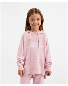 Джемпер вязаный с капюшоном розовый для девочки Gulliver