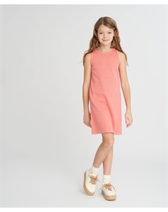 Платье-майка в рубчик для девочки коралловое с эффектом варки Button blue