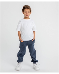 Джоггеры-карго с поясом на резинке синие для мальчика Button blue