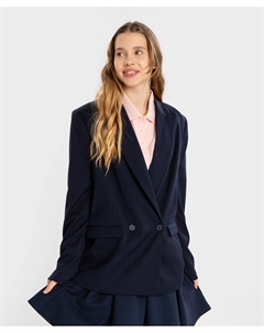 Жакет двубортный с карманами синий Button blue