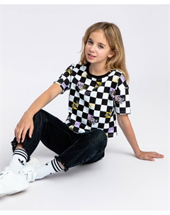 Футболка в шашечку черно-белая Button blue