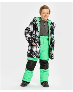 Пальто зимнее непромокаемое с капюшоном и вшитыми бретелями мультицвет для мальчика Button blue