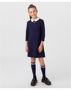 Платье со съемным воротником темно-синее Button blue