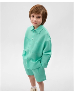 Рубашка с длинным рукавом для мальчика льняная ментоловая Gulliver