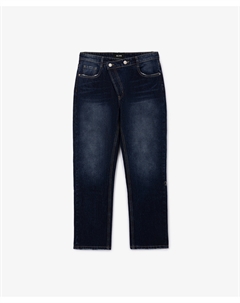 Джинсы средней посадки с асимметричной застежкой синие Glvr