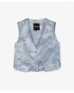 Жилет прилегающего силуэта из вареной вискозной ткани голубой Glvr