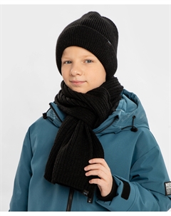 Шарф вязаный черный детский Button blue