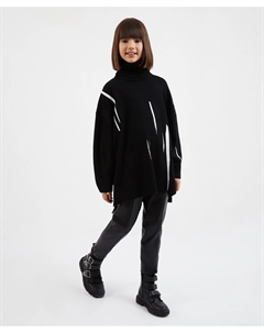 Брюки-леггинсы облегающие из искусственной кожи с молниями черные Gulliver