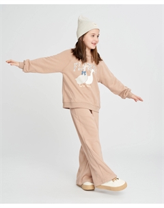 Брюки палаццо для девочки коричневые с поясом на резинке Button blue