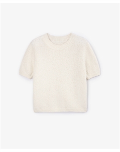 Джемпер с коротким рукавом из фактурной буклированной пряжи молочный Glvr