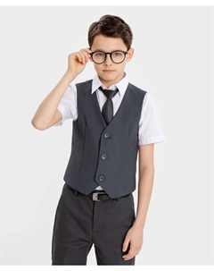 Жилет классический с поясом на спинке серый для мальчика Button blue
