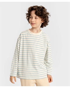 Футболка с длинным рукавом в полоску бело-голубая для мальчика Button blue