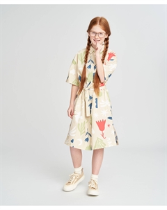 Платье-рубашка с коротким рукавом для девочки с поясом и принтом мультицвет Button blue