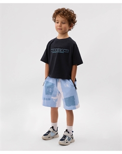 Шорты для мальчика трикотажные с принтом голубые Gulliver