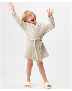 Халат с поясом молочного цвета Button blue
