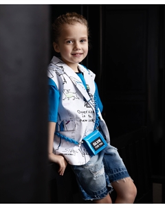 Шорты с варкой, потертостями, повреждениями и имитацией распоротых швов синие для девочки Gulliver