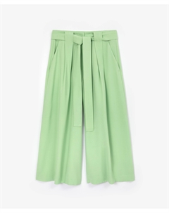 Брюки силуэта палаццо с поясом салатовые Glvr