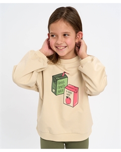 Свитшот оверсайз детский молочный с принтом Button blue