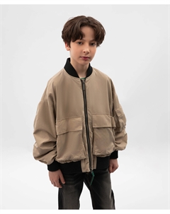 Ветровка-бомбер для мальчика утепленная из плащовки бежевая Gulliver