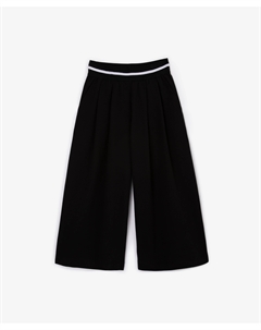 Брюки трикотажные силуэта палаццо черные для девочек Gulliver