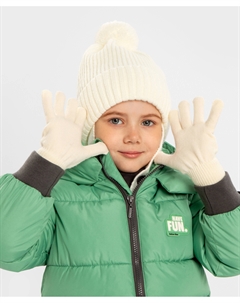 Перчатки вязаные молочные детские Button blue