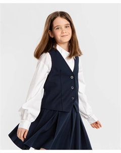 Жилет классический полуприталенный синий Button blue