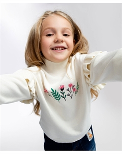 Джемпер вязаный молочного цвета Button blue