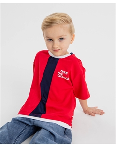 Футболка спортивная с принтом красная для мальчика Button blue