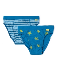 Трусы-слипы для мальчика комплект из 2 шт. в полоску и со звездным принтом Button blue