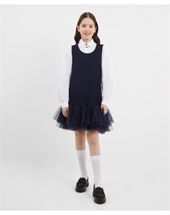 Сарафан из джерси с сеткой синий для девочки Gulliver