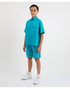 Шорты из поплина тонкие голубые для мальчика Gulliver