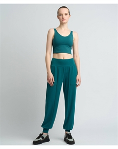 Джоггеры мягкие с широким поясом для женщины зеленые Jumkey