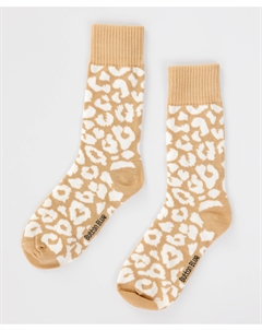 Носки высокие леопард бежевые для девочки Button blue