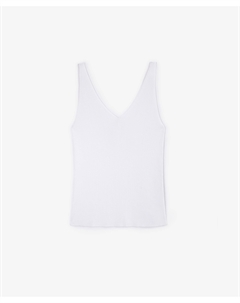 Топ вязаный полуприлегающего силуэта с V-образными вырезами на передней части и спинке молочный Glvr