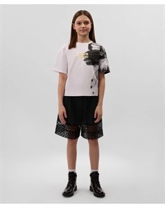 Шорты для девочки чёрные из хлопка и кружева Gulliver