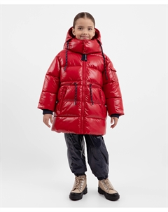 Пальто зимнее стёганое на искусственном пуху красное для девочки Gulliver