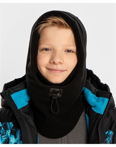 Балаклава флисовая с регулируемой утяжкой черная детская Button blue