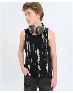 Майка для мальчика черная с окрашиванием тай дай Button blue