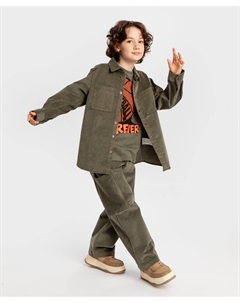 Брюки карго в рубчик на резинке хаки детские Button blue