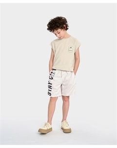 Гидрошорты для мальчика белые с поясом на резинке и принтом Button blue