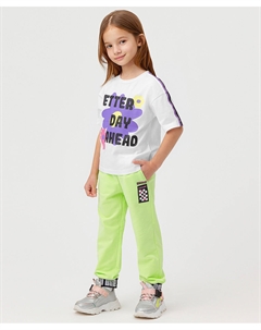 Джоггеры из футера салатовые Button blue