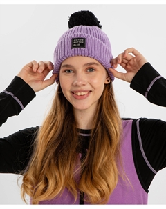 Шапка вязаная с помпоном фиолетовая для девочки Button blue