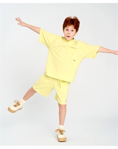 Футболка с коротким рукавом для мальчика оверсайз желтая с карманом Button blue